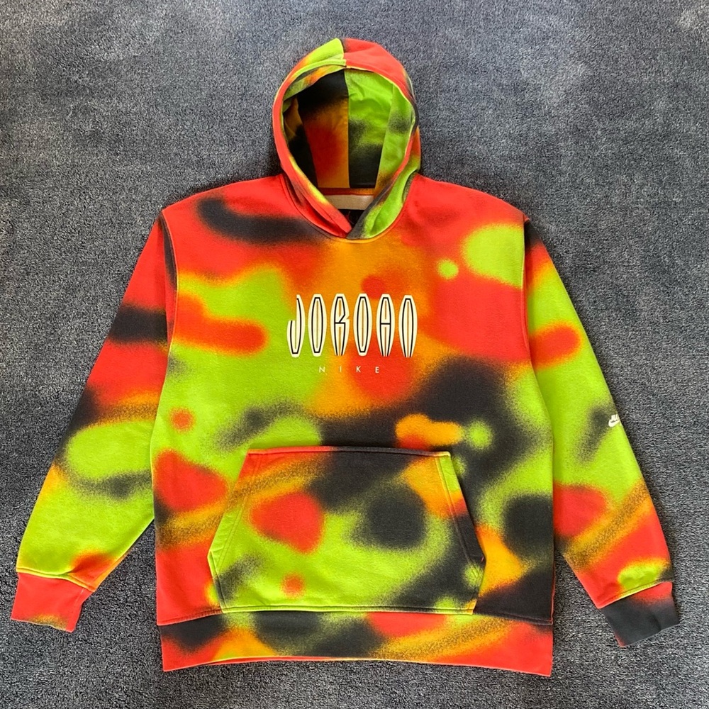Nike Air Jordan Flight Fleece Hoodie in Multicolored Tie-dye